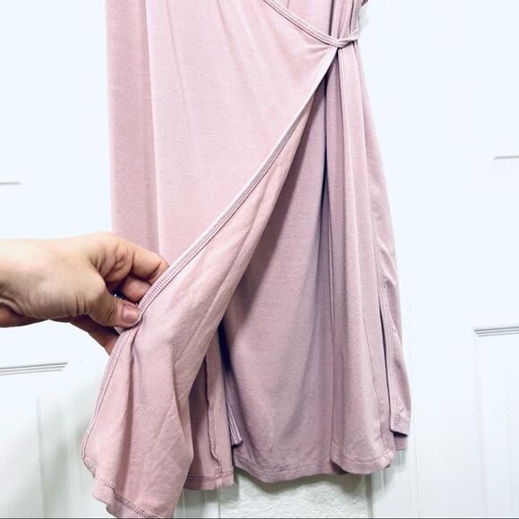 Aritzia Wilfred Free Mystic Dress Mauve Mousse   Pink Wrap Mini Dress Size Large - Picture 7 of 11